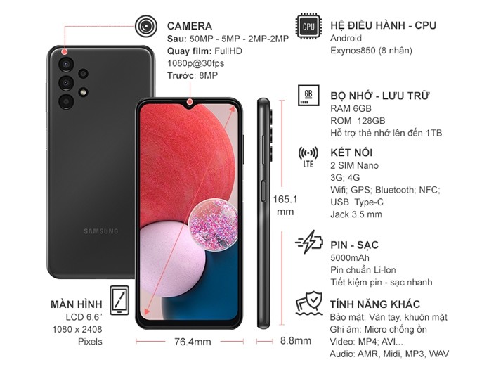 Điện thoại Samsung Galaxy A13 6GB/128GB Đen
