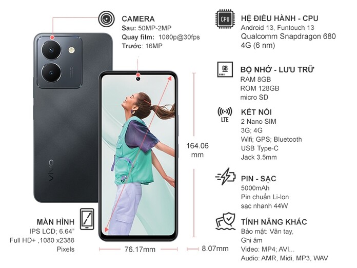 Điện thoại Vivo Y36 8GB/128GB Đen