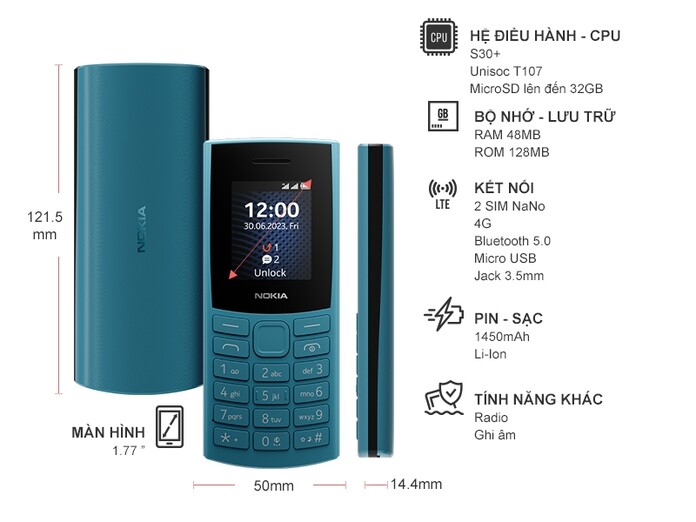 Điện thoại Nokia 105 4G Pro Xanh