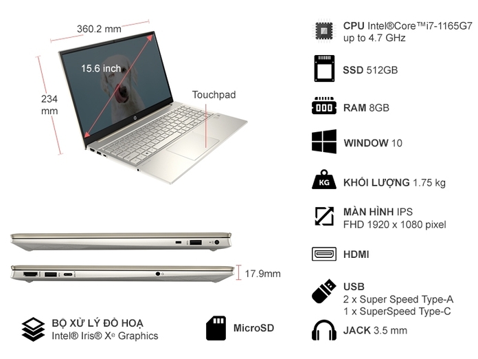 Laptop HP Pavilion 15-EG0504TU i7-1165G7 15.6 inch 46M00PA