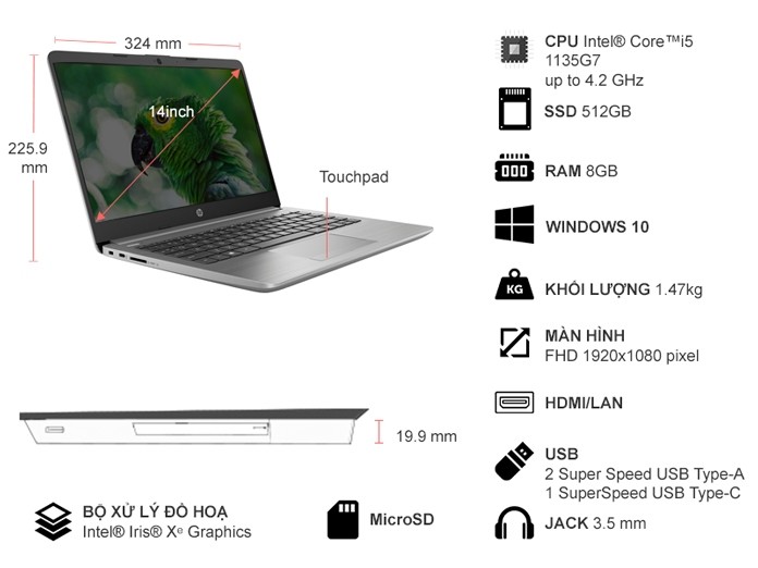Laptop HP 240 G8 i5-1135G7/8GB/512GB SSD/Win10 (518V7PA)