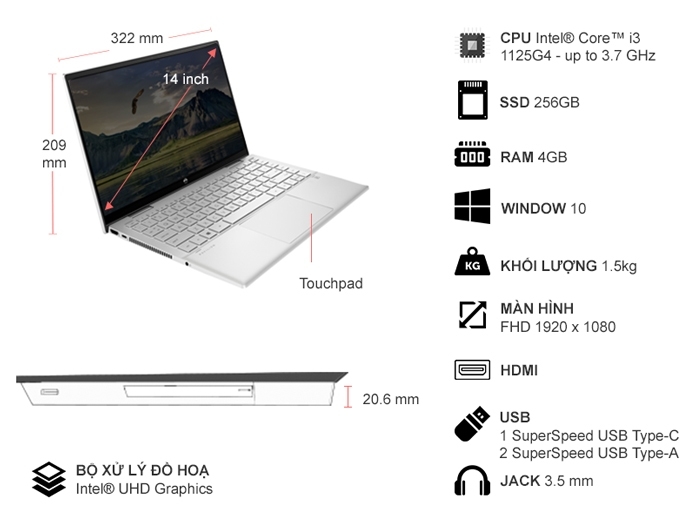 Laptop HP Pavilion X360 14-DY0172TU i3-1125G4/4GB/256GB/Win10 (4Y1D7PA)