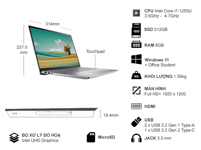 Laptop Dell Inspiron 5420 DGDCG2 Chính Hãng, Giá Tốt | Nguyễn Kim
