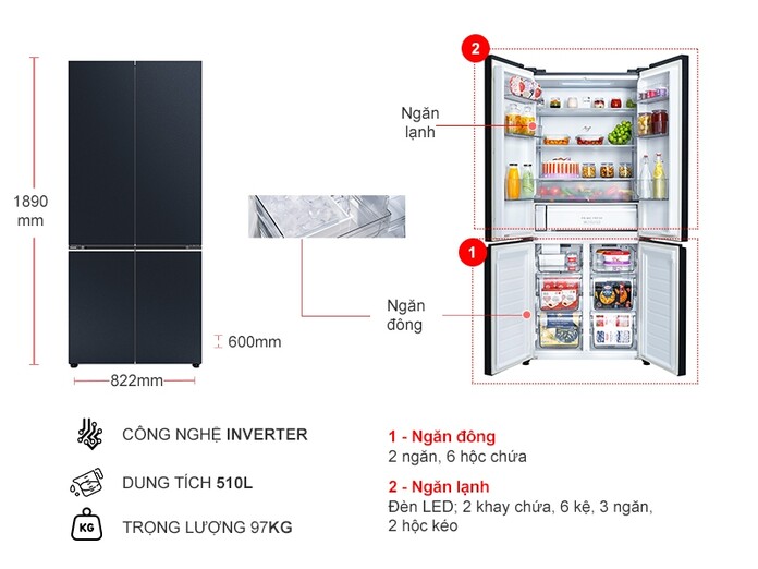 Tủ Lạnh Panasonic Inverter 510 lít NR-X561GB-VN