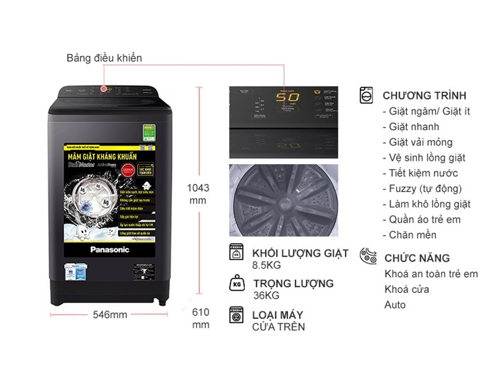 Máy giặt Panasonic 8.5 kg NA-F85A9BRV