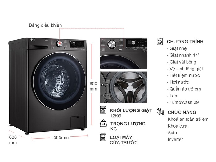 Máy giặt LG Inverter 12 kg FV1412S3B