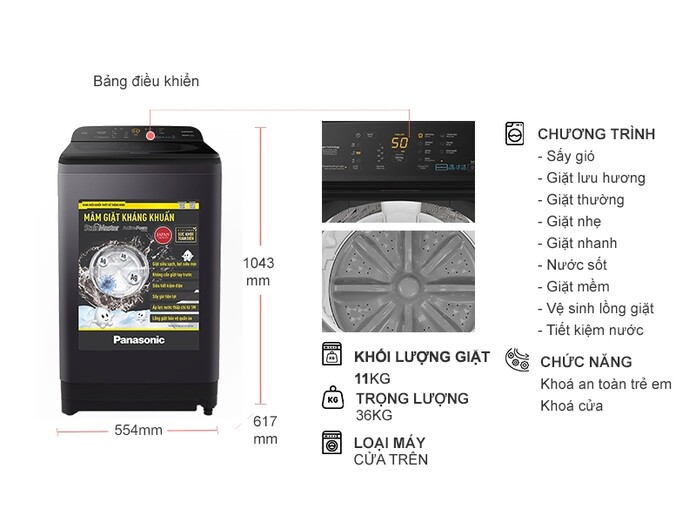 Máy giặt Panasonic 11 kg NA-F110A9BRV