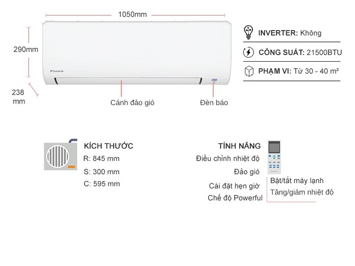 Máy lạnh Daikin 2.5 HP FTC60NV1V