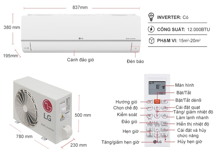 Máy lạnh LG Inverter 1.5 HP V13ENS1