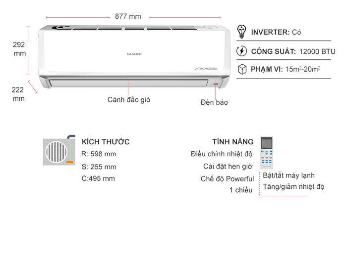 Máy lạnh Sharp Inverter 1.5 HP AH-X13ZW