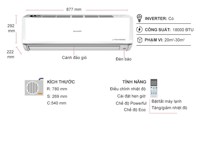 Máy lạnh Sharp Inverter 2 HP AH-X18ZW