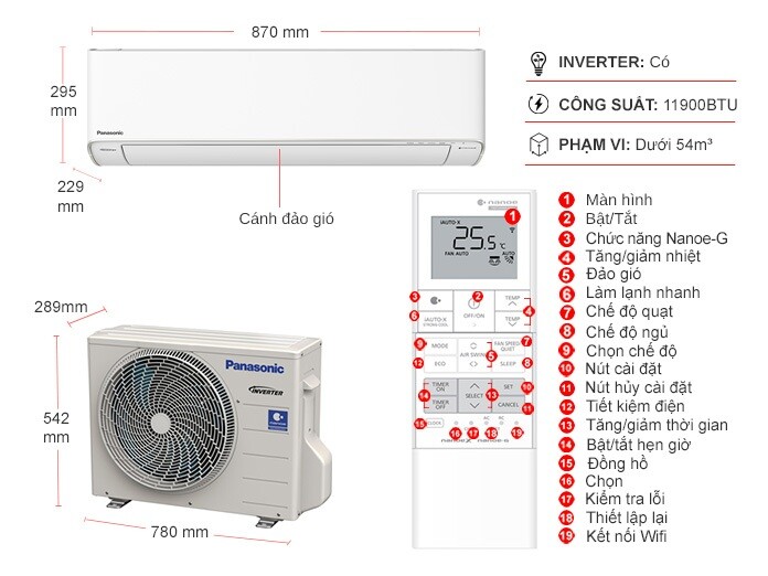 Máy lạnh Panasonic Inverter 1.5 HP CU/CS-XZ12ZKH-8