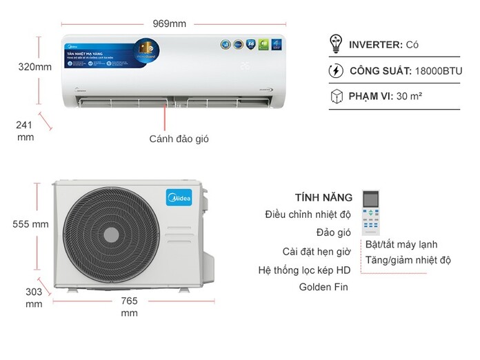 Máy lạnh Midea Inverter 2 HP MSAGII-18CRDN8