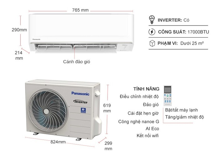 Máy lạnh Panasonic Inverter 2 HP CU/CS-PU18AKH-8