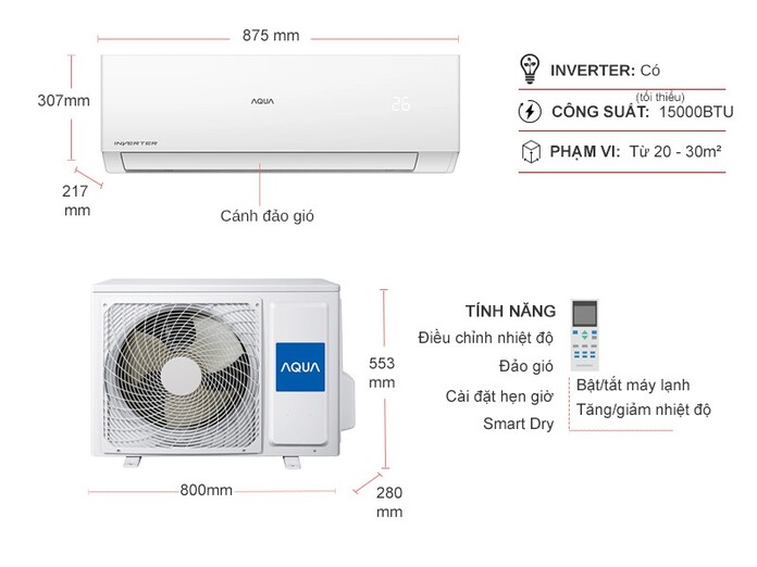 Máy lạnh Aqua Inverter 2 HP AQA-RV18QE