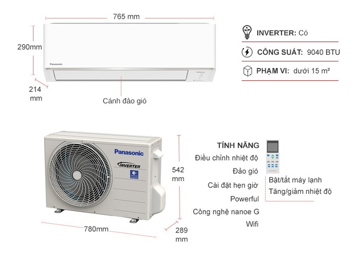 Máy lạnh Panasonic Inverter 1 HP CU/CS-YZ9AKH-8
