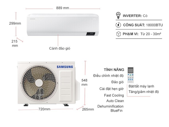 Máy lạnh Samsung Inverter 2 HP AR18CYFCAWKNSV