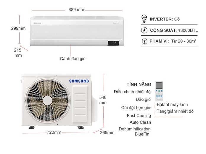 Máy lạnh Samsung Inverter 2 HP AR18CYFAAWKNSV