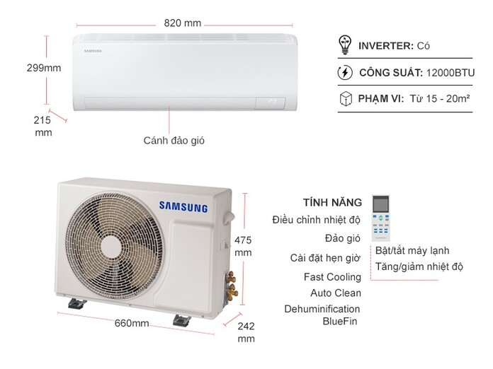 Máy lạnh Samsung Inverter 1.5 HP AR13DYHZAWKNSV