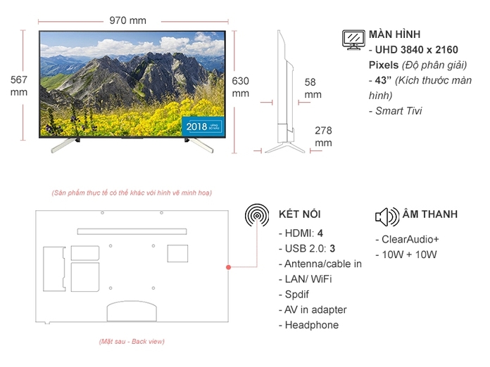 Tivi Android Sony 43inch KD-43X7500F