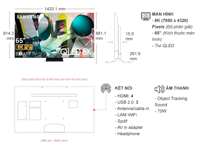 Smart Tivi QLED Samsung 8K 65 inch QA65Q950TSKXXV
