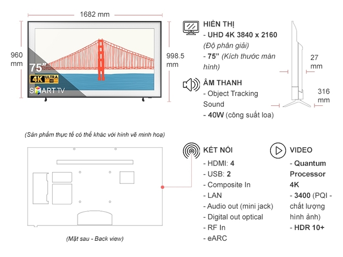 Smart Tivi The Frame QLED Samsung 4K 75 inch QA75LS03AAKXXV