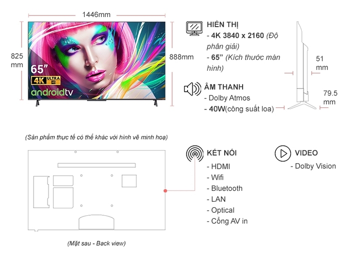 Android Tivi QLED TCL 4K 65 inch 65C725