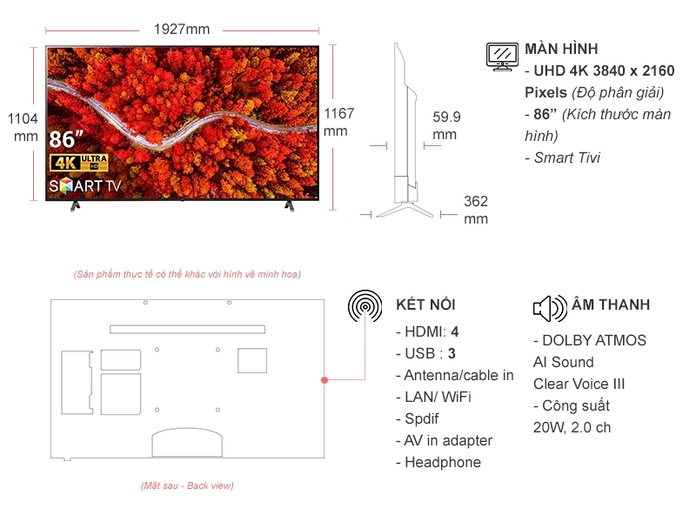 Smart Tivi LG 4K 86 inch 86UP8000PTB