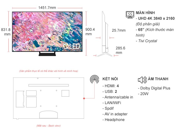 Smart Tivi QLED Samsung 4K 65 inch QA65Q70BAKXXV