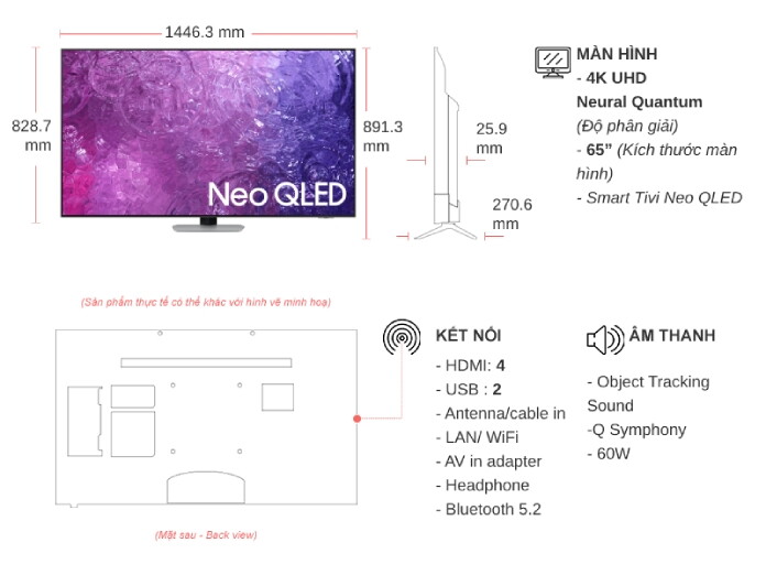 Smart Tivi Neo QLED Samsung 4K 65 inch QA65QN90CAKXXV