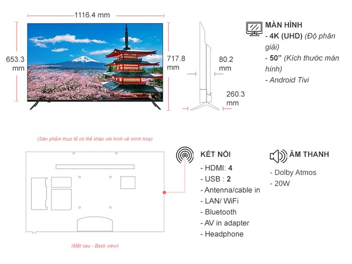 Android Tivi Sharp 4K 50 inch 4T-C50EK2X