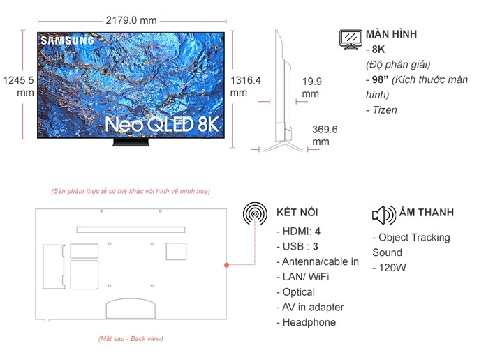 Tivi Neo QLED Samsung 8K 98 inch QA98QN990CKXXV