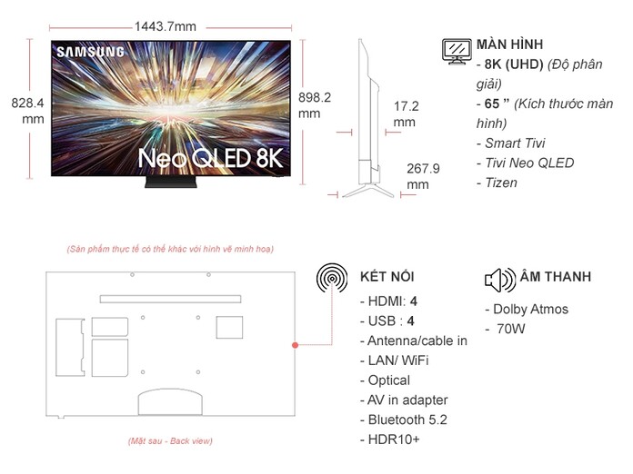 Smart Tivi Neo QLED Samsung 8K 65 inch QA65QN800DKXXV