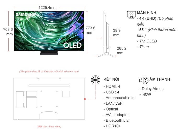 Smart Tivi OLED Samsung 4K 55 inch QA55S90DAKXXV