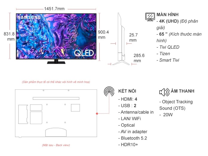 Smart Tivi QLED Samsung 4K 65 inch QA65Q70DAKXXV