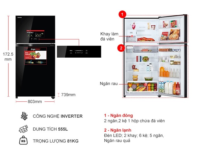 Tủ lạnh Toshiba Inverter 555 lít GR-AG58VA (XK)