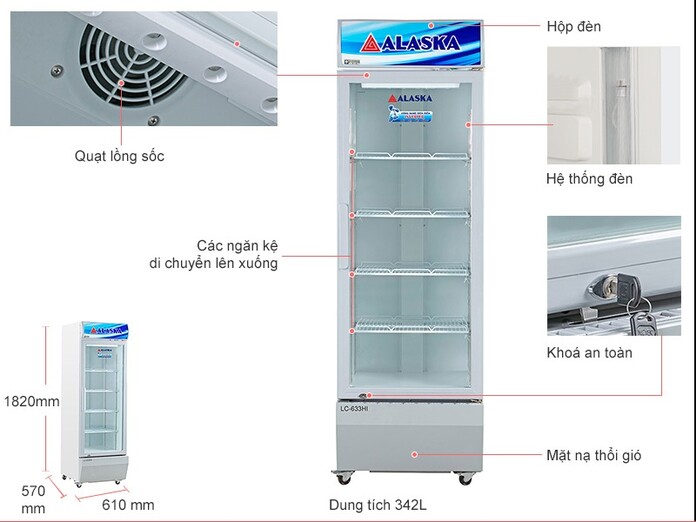 Tủ mát Alaska Inverter 342 lít LC-633HI