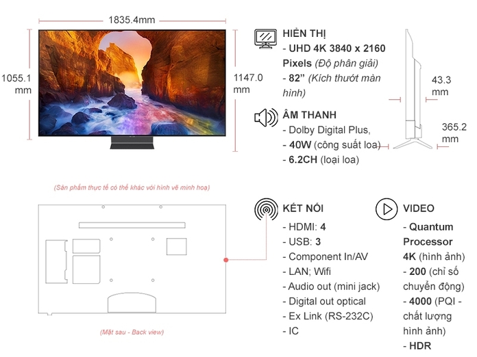 Smart Tivi QLED Samsung 4K 82 inch QA82Q90RAKXXV