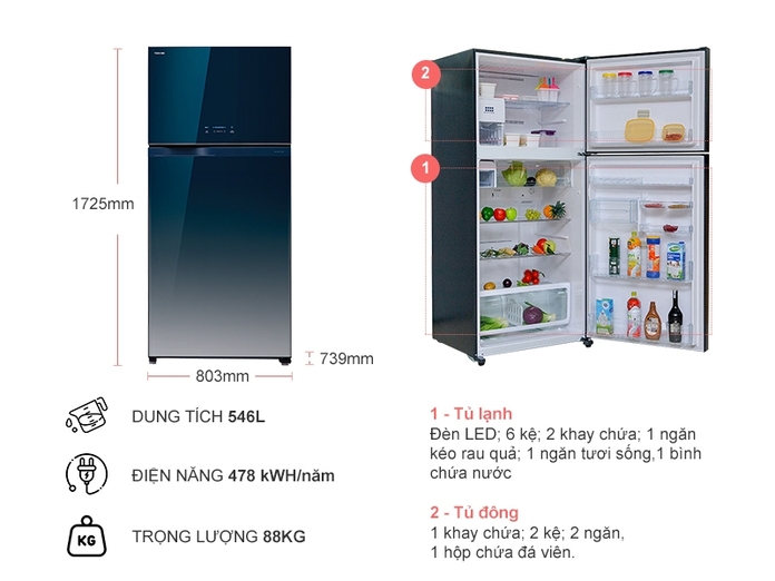 Tủ lạnh Toshiba Inverter 546 lít GR-WG58VDAZ (GG)