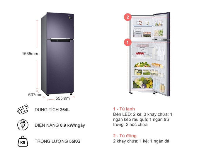 TỦ LẠNH SAMSUNG INVERTER 256 LÍT RT25M4033UT/SV
