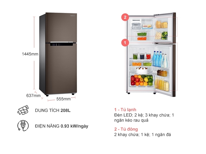Tủ lạnh Samsung Inverter 208 lít RT20HAR8DDX
