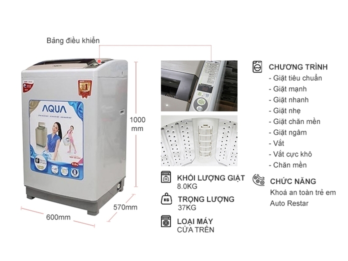 MÁY GIẶT AQUA AQW-S80KT (H)