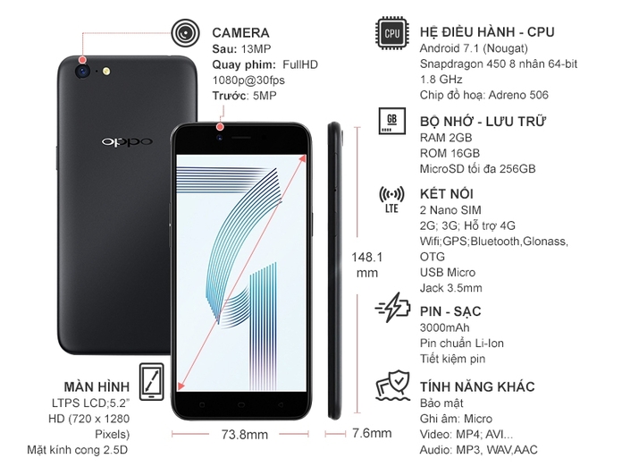 OPPO A71 ĐEN (2018)