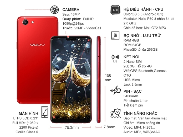 Điện thoại Oppo F7 Đỏ