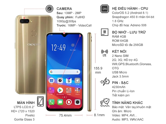 OPPO A7 64GB VÀNG