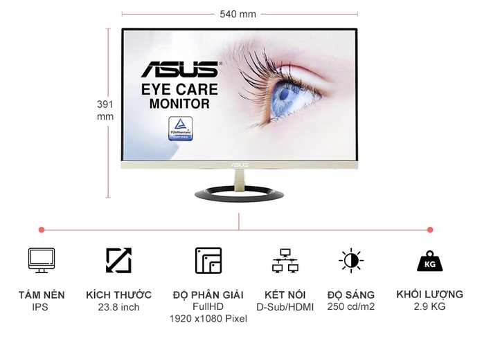 MÀN HÌNH MÁY TÍNH ASUS 23.8 INCH VZ249H BK