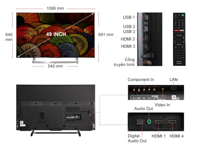 SMART TIVI 4K SONY 49 INCH KD49X8000E VIỀN MÀU BẠC