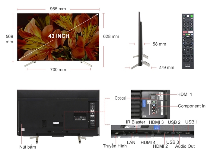 Android Tivi Sony 4K 43 inch KD-43X8500F