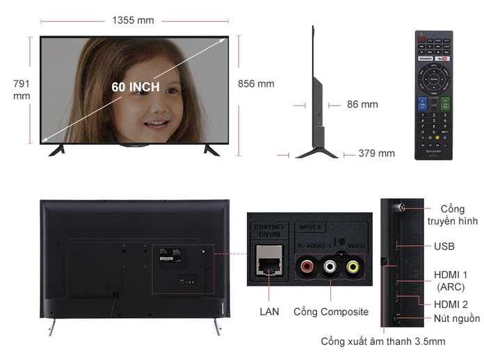 TIVI SHARP 60 INCH LC-60SA5500X