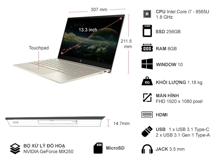 LAPTOP HP ENVY 13-AQ0032TX (6ZF26PA)